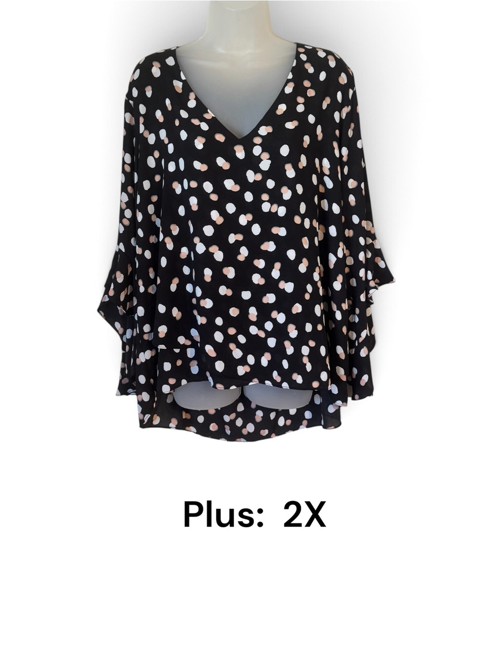 Premise CHOCOLATE BROWN Print V-Neck Flow Blouse FALL!!! PLUS: 2X #11